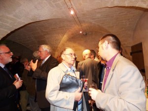 Le Vin d'Honneur de l'Inauguration dans les caves du Château Le Président DESARMENIEN, Richard GROSSE, Jack LUERY et Eric CONRARD